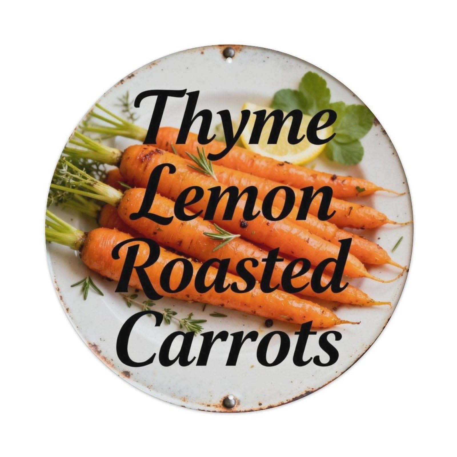 Thyme Lemon Roasted Carrots Metal Tin Sign Plaque