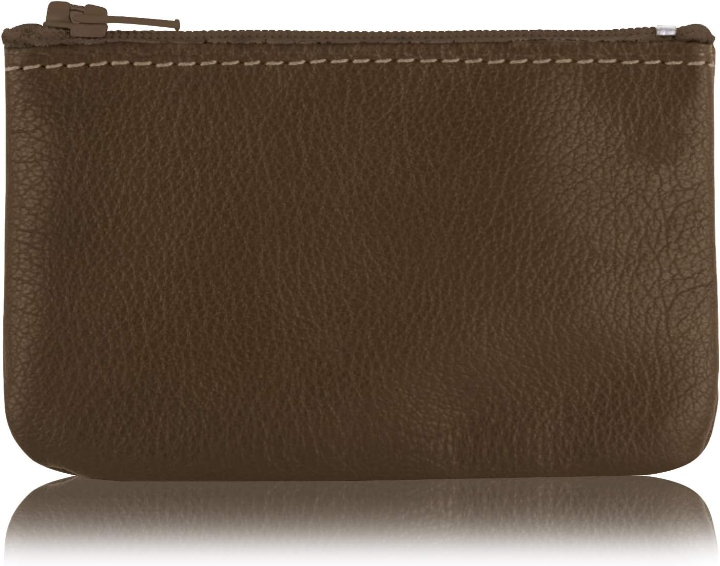 Genuine Leather Small Zipper Pouch Coin Purse for Women Change Holder for Men Size 4 x2.5 Made in U.S.A