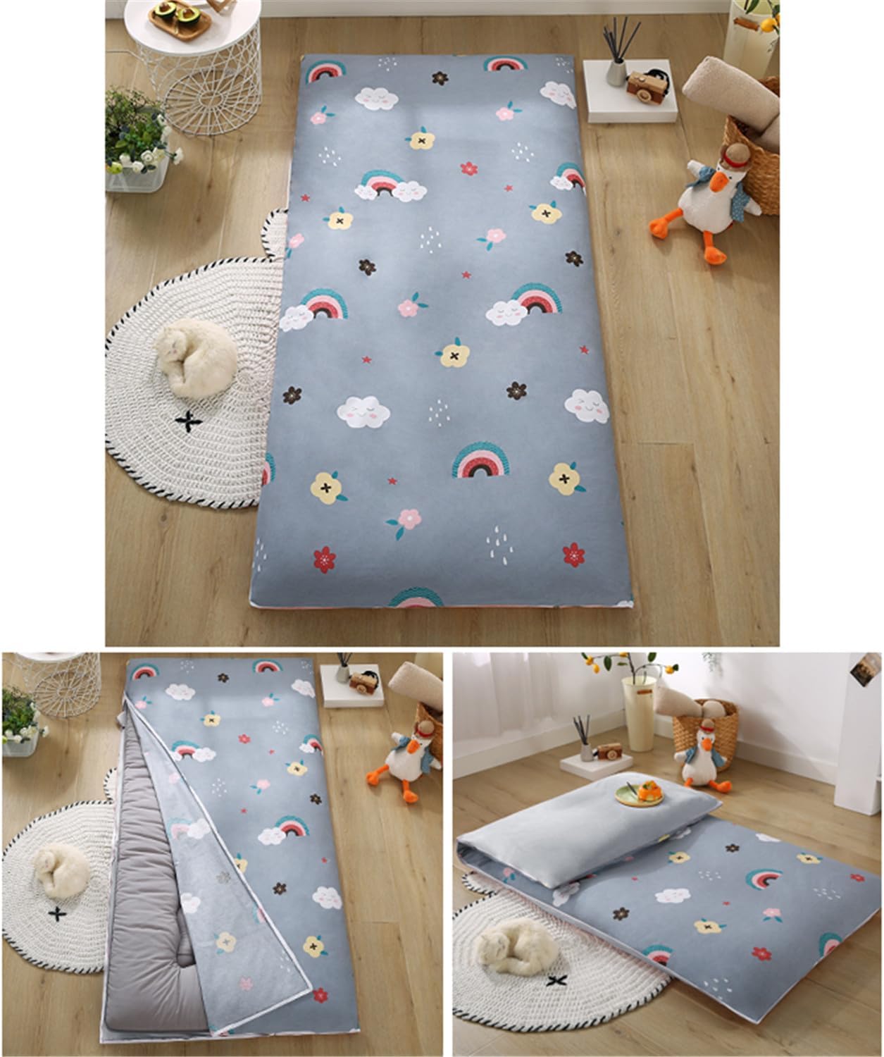 ZTRADA Traditional Japanese Futon Mattress Cover with Zipper Soft and Machine Washable Futon Slipcovers Skin-Friendly Tatami Mattress Cover for Dust Protection,G,Twin:90x200cm
