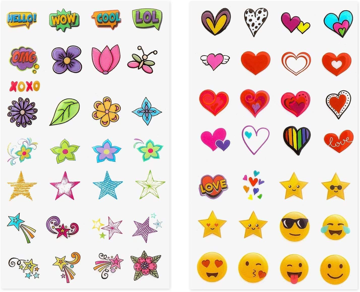 Zink 50+ Sticker Deluxe Set – Personalize & Decorate Your Kodak, Lifeprint, Polaroid, HP, Canon, Fujifilm Instant Cameras and Printers with Fun Shapes, Cute Emojis & Trendy Designs