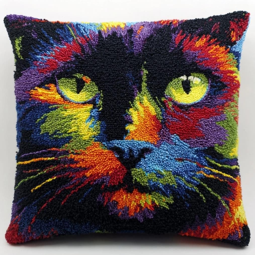 Kitquiver Latch Hook Cushion Kitcat DIY Pillow Cover 43X43Cm