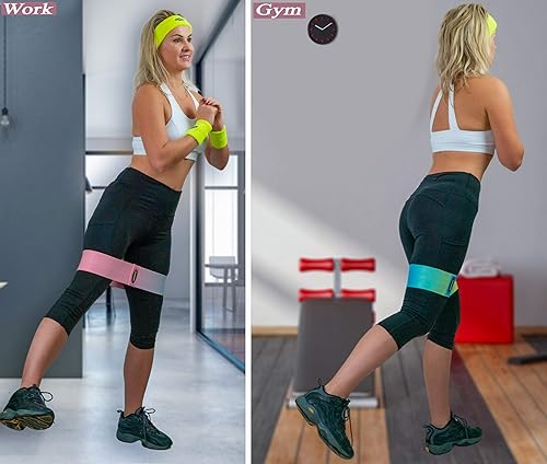 Miniatura 8 de Bandas de resistencia de tela antideslizantes para cadera, glúteos, glúteos y piernas, bucle de entrenamiento de 3 niveles para ejercicio, fitness,