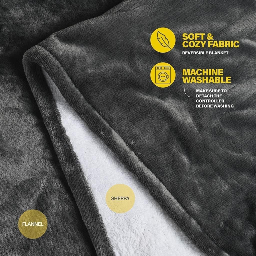 review Heated Blanket Electric Throw - Soft Flannel and Sherpa Electric Blanket, 3 Heat Settings Heating Blanket with 4 Time Settings, Timer Adjustment Auto Shut Off ( Size : Japanese Standard 51