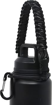 One MissionX Paracord Handle Compatible with Yeti Rambler 36oz 26oz 18oz 12oz 46oz Water Bottles, Durable Carrier Strap - HolderBlack Speckled