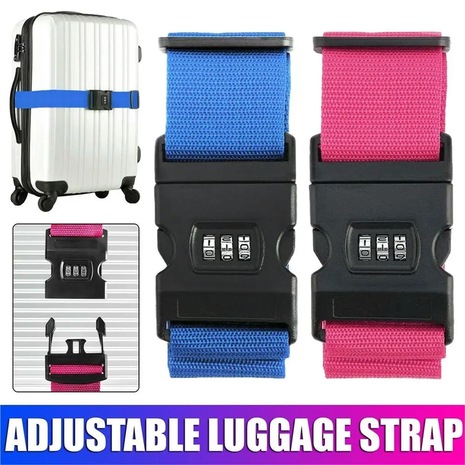 4Pcsc Accesorios de Equipaje Viaje Seguridad Correa Transporte cinturón Maleta Cinturones(Rainbow)