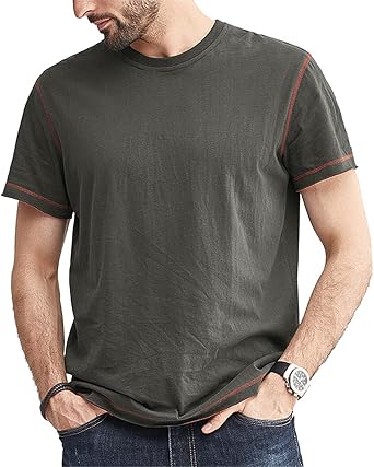 Mens Short Sleeve Basic Shirts Lightweight Crew Neck Solid Color T-Shirts