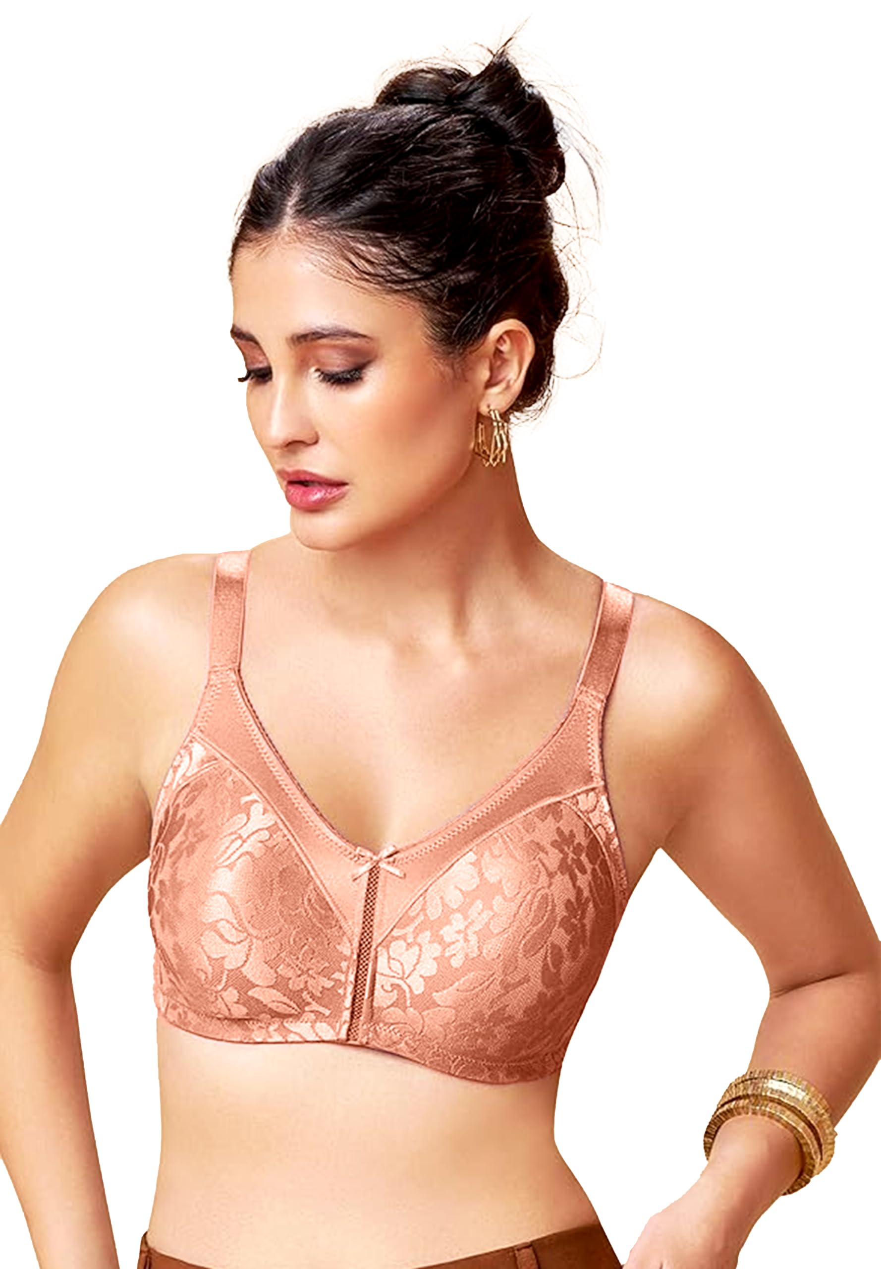 maroon Nude Collection Seamless Non-Padded Non-Wired Full Coverage M-Frame Support Ultra-Soft Cotton-Rich Blend for a Weightless Women Everyday Bra.-picture-7