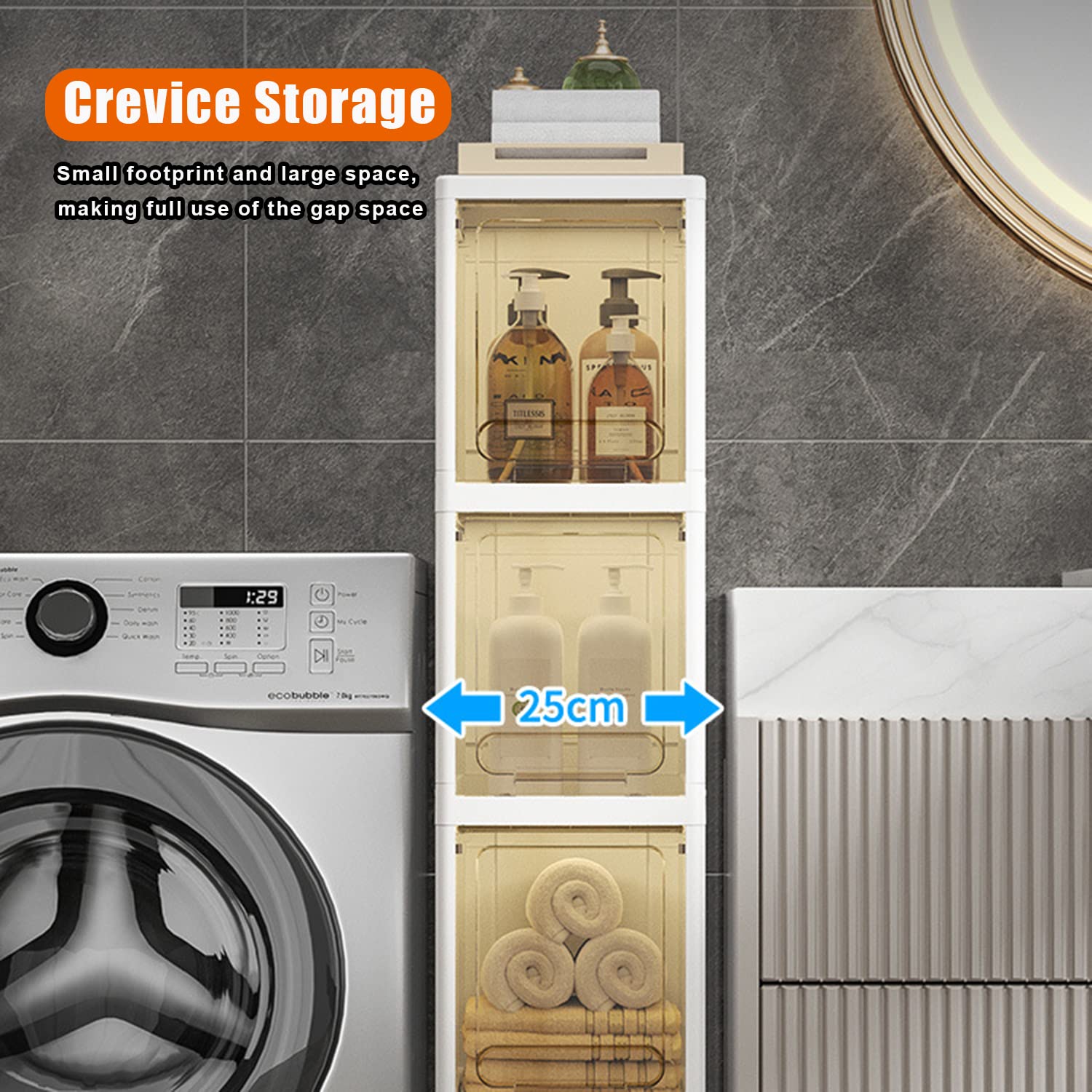 Cajones de almacenamiento apilables, gabinete de almacenamiento para baño pequeño para espacios pequeños, gabinete de almacenamiento sobre El inodoro para baño Estrecho,