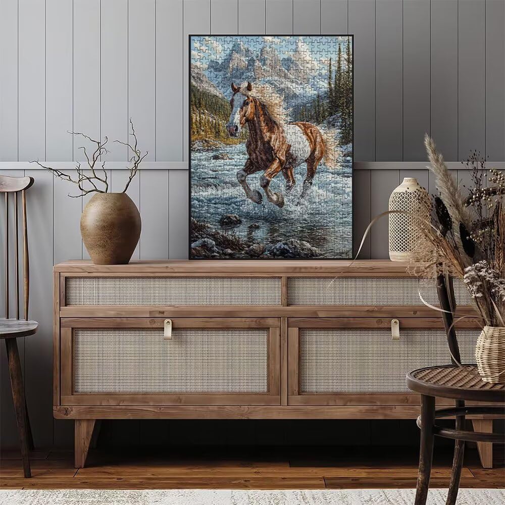 Puzzle 3000 Pezzi, Fiume Cavallo 3D Puzzle per Adulti Impegnativo, Educa Puzzles Artistico, Divertente E Stimolante Puzzles Decorativo per La Famiglia, Regalo e Decorazione Pareti DX0YL6-614