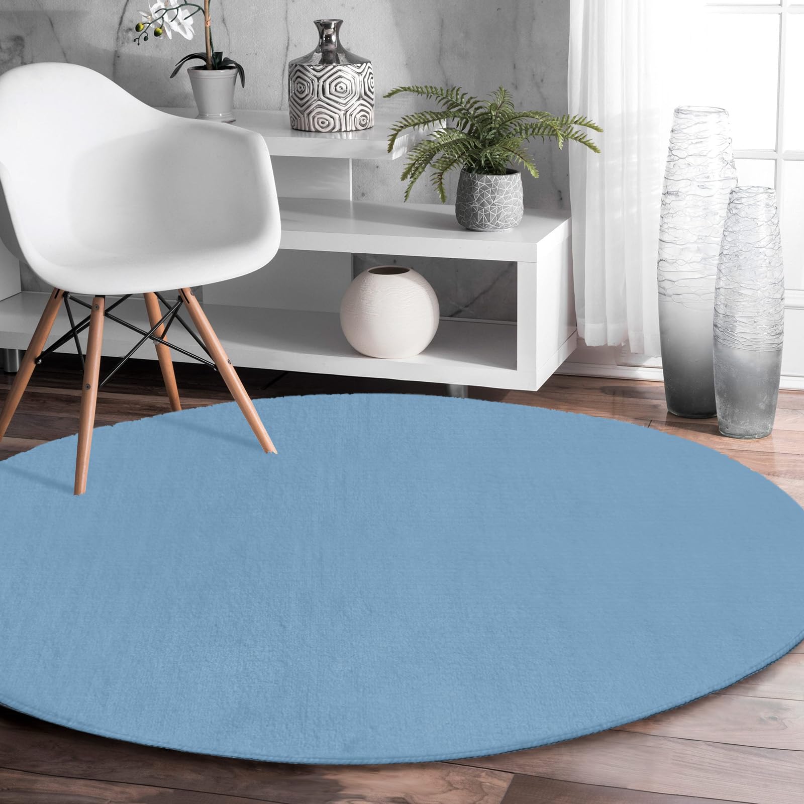 Amazon.com: Round Rug 3.3Ft, Solid Color Dusty Blue Soft Round