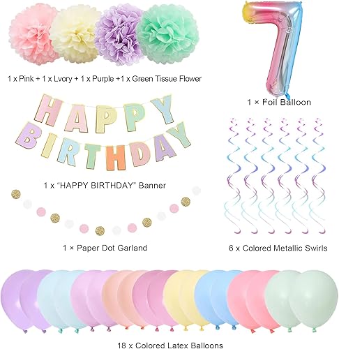 Miniatura 2 de BRT Bearingshui Decoraciones de 7 cumpleaños, globo arcoíris de 40 pulgadas con degradado de número 7, globo de 7 cumpleaños, pancarta de feliz