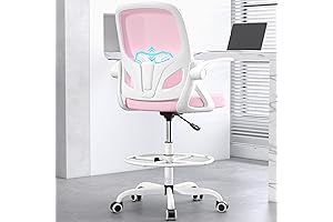ArtLeon Drafting Chair - Ergonomic Office Chair with Footrest Ring and Flip-Up Arms