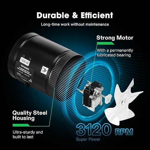 Miniatura 2 de VIVOSUN Ventilador de conducto de refuerzo en línea de 6 pulgadas, 275 CFM con controlador de velocidad, ventilador de ventilación de escape HVAC