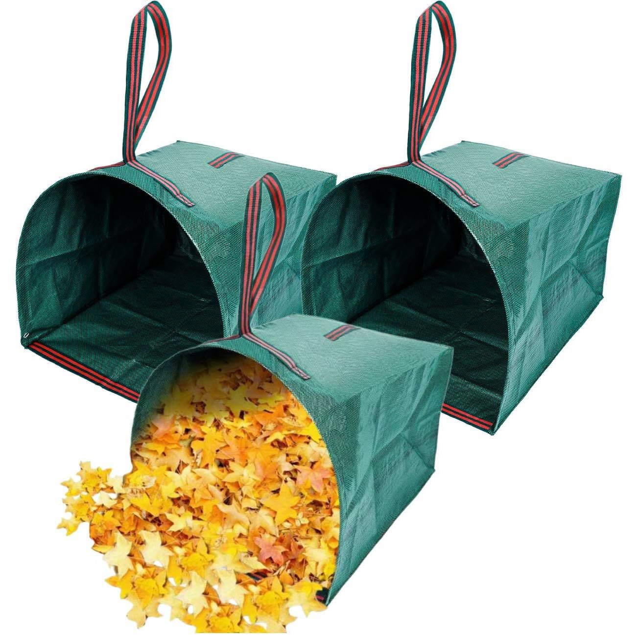 Leaf Collector – 3-Pack Heavy Duty Yard Waste Bags, 40-Gallon Collapsible & Reusable for Grass Clippings, Leaves & Garden Debris