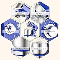 Vista 13 de Kitchen in the box Batidora de pie, pequeña, eléctrica, alimentos, 3.2 cuartos de galón, 6 velocidades, ligera y portátil, uso diario, batidor