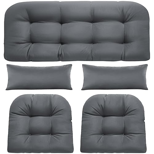 Wicker Chair Cushions of 5 Pieces, Waterproof Outdoor Loveseat Cushion