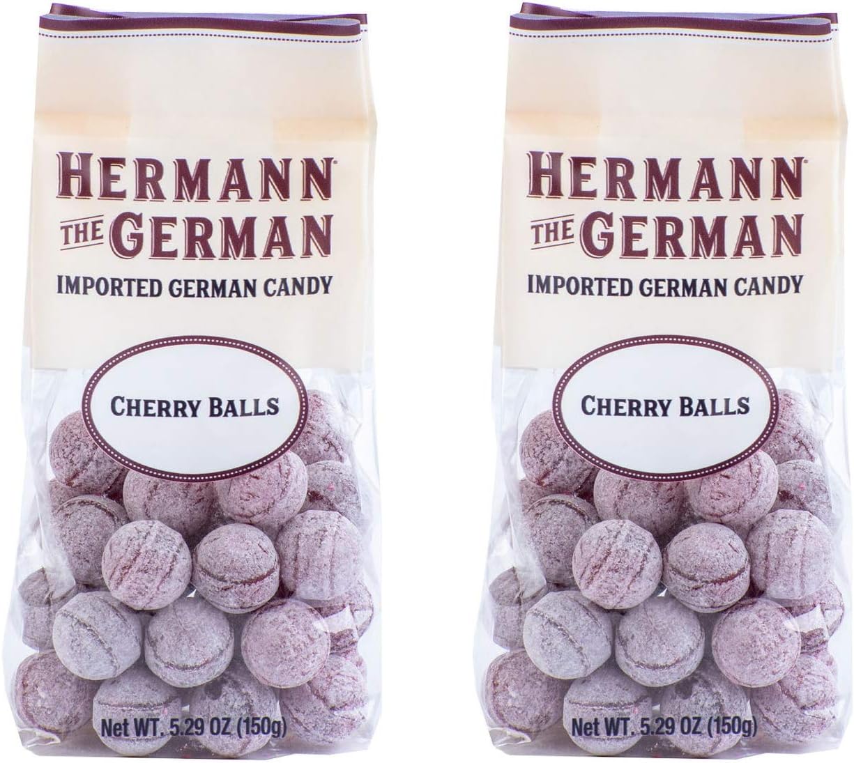 Hermann the German Hard Candy - Imported - Pack of 2 (Cherry Balls)