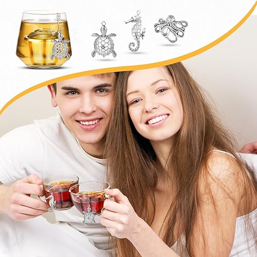 Miniatura 6 de Infusores de té para té suelto, 3 juegos de hojas sueltas, colador de té más empinado, bola de té de acero inoxidable para soporte de té suelto,