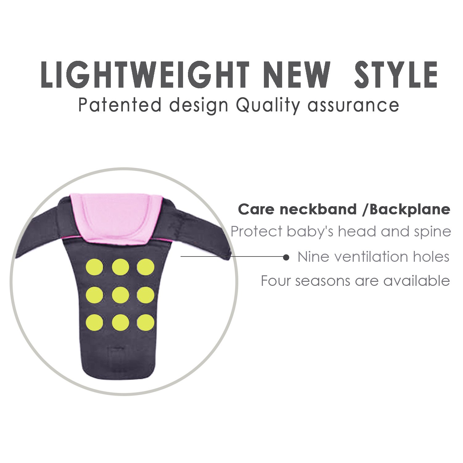 SONARIN All Season Marsupio Neonati con portabiti con cinghia variabile e schienale rimovibile,Ergonomico,Sicuro, Confortevole, adattato al crescente sviluppo del tuo bambino(Rosa)