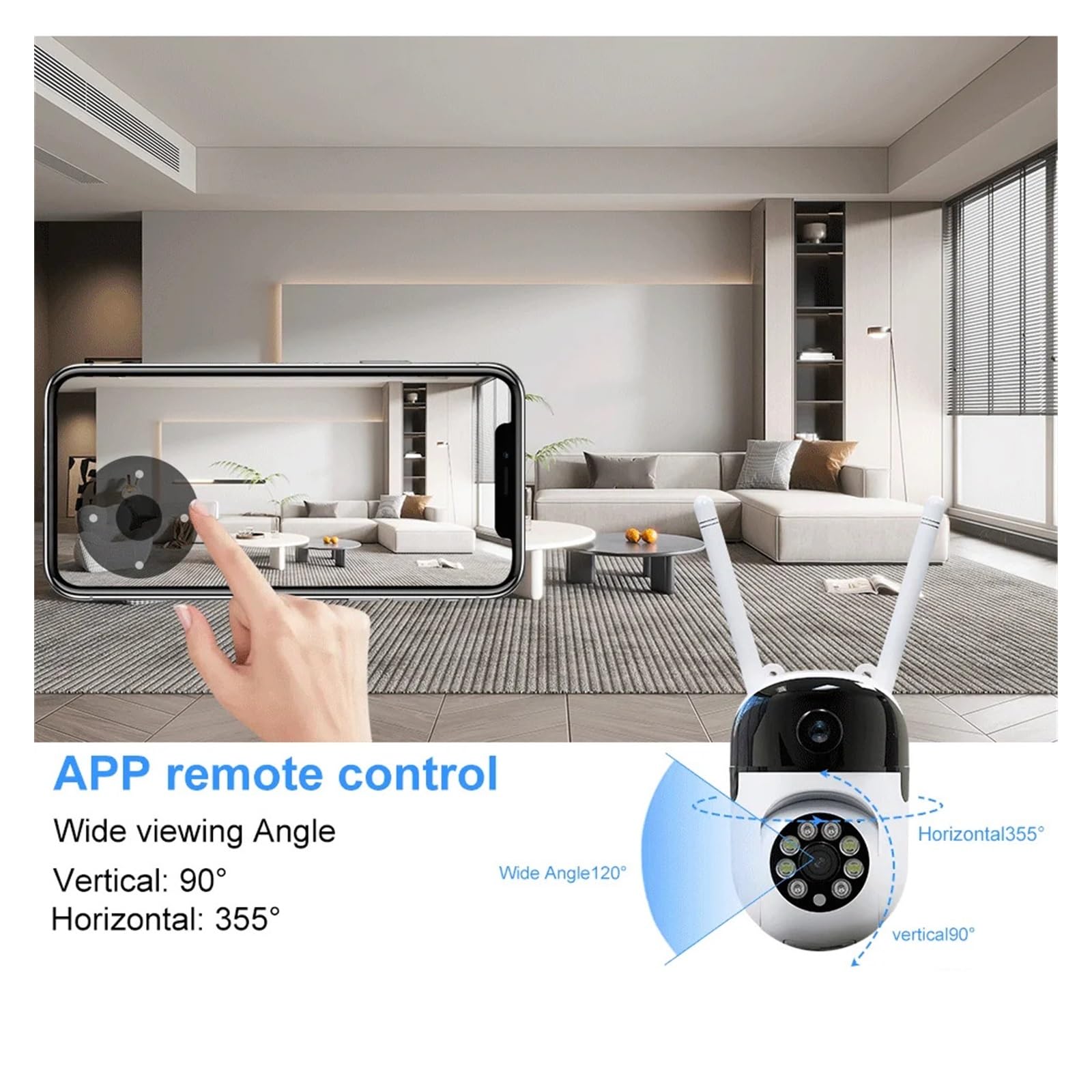 Telecamere di sicurezza, Telecamere di sicurezza WIFI HD da 4 MP Funzione visione notturna a colori Tracciamento automatico Rotazione a 360° Chiamata con un clic Audio bidirezionale(4MP Cam 128G Card)