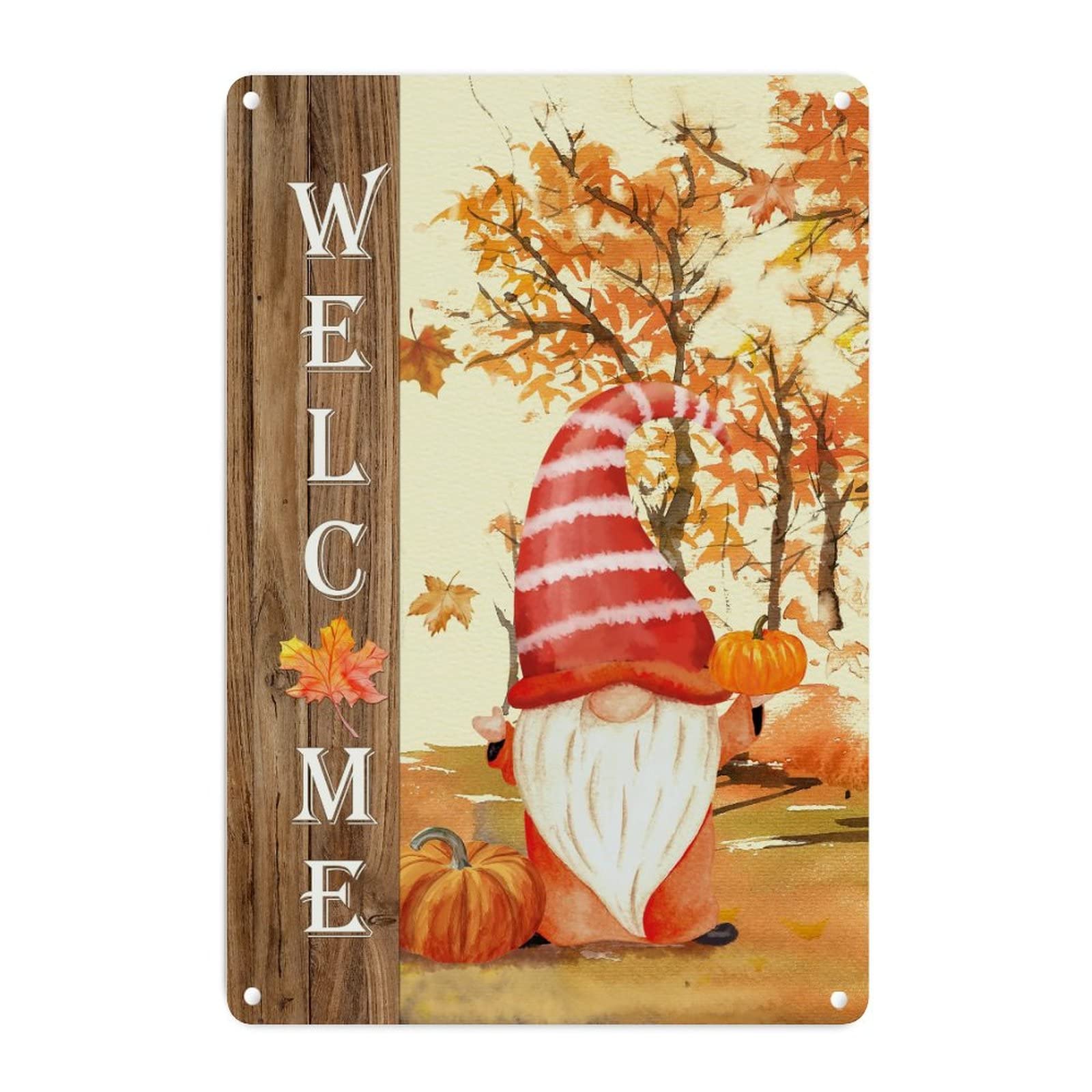 Cadeau d'automne chic plaque en métal nain vintage feuille dorée
