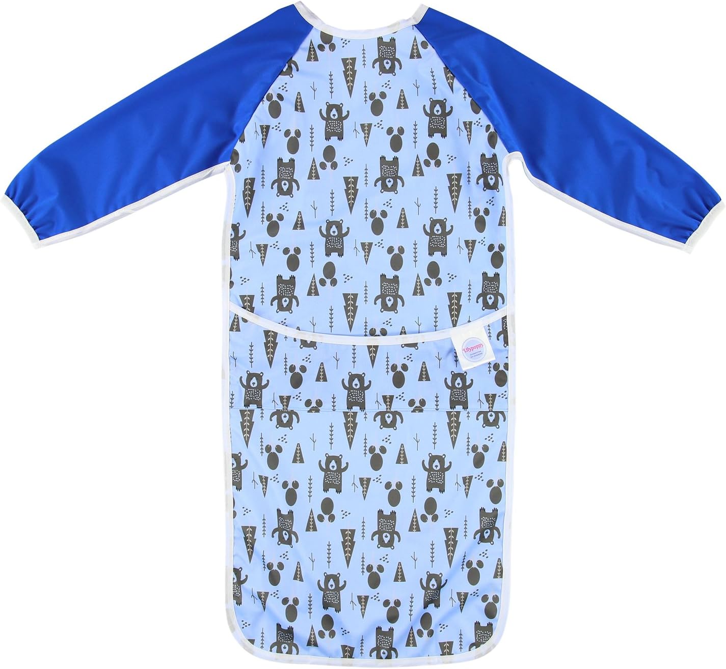 Lilypoppy Sleeved bib makes mealtimes fun again! Soft Waterproof Bibs with Sleeves Gives Full Coverage for Baby and Toddlers, Perfect for Baby led Weaning Or Messy Play (12-48M, Bear/Blue)