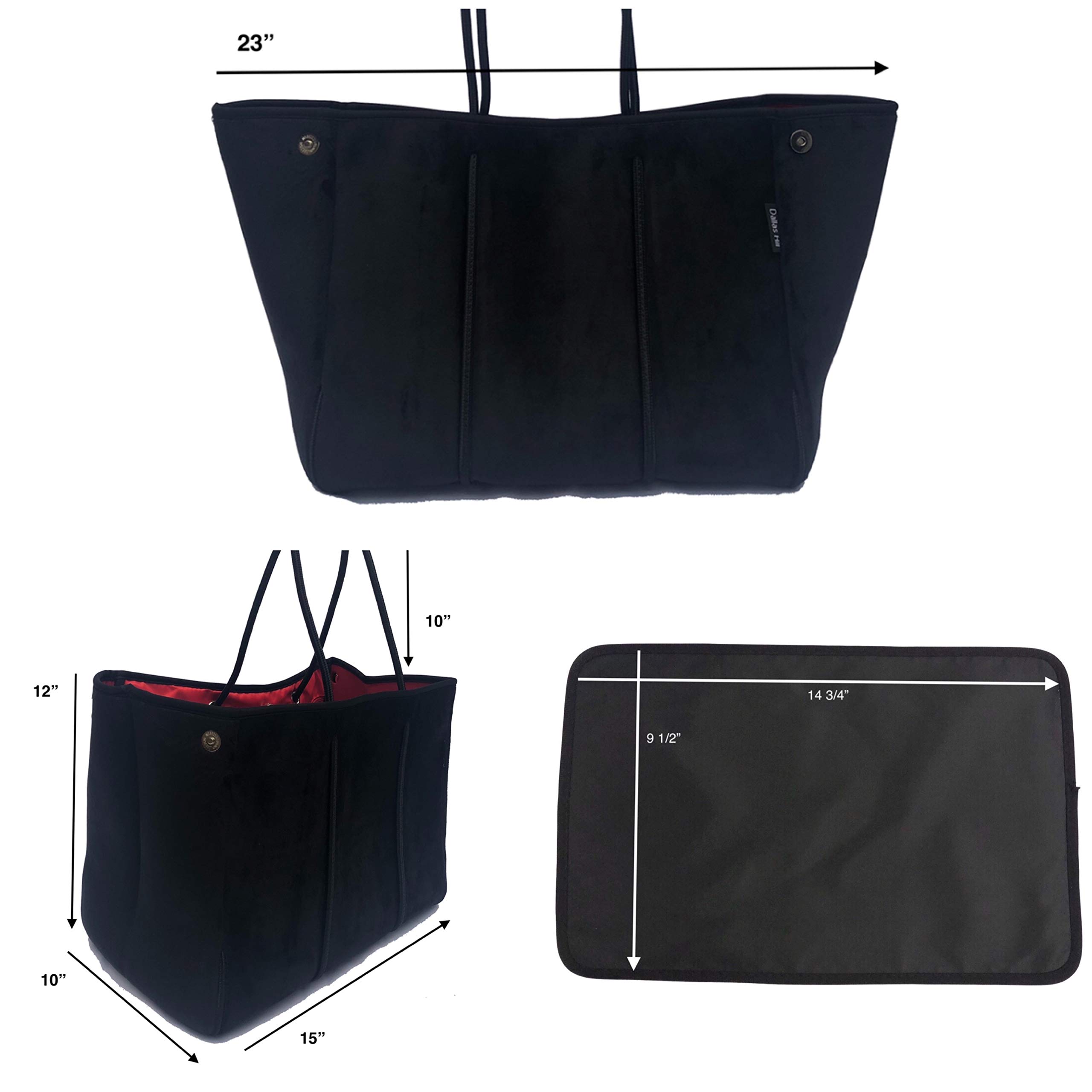 Dallas Hill Designs Large Tote Bag for Women | Neoprene Shoulder Purse | Travel, Beach, Gym Handbag | Extra Pouch