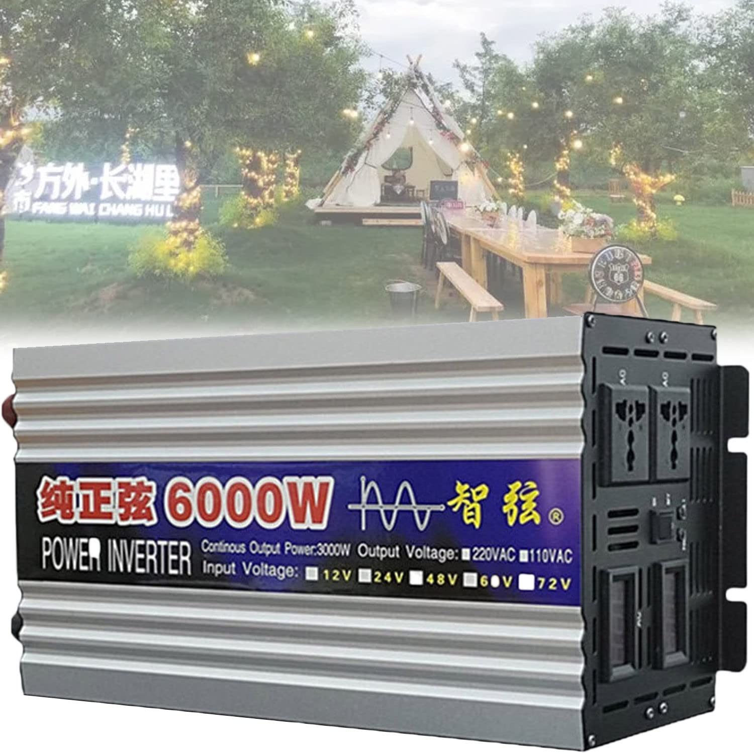przetwornica napięcia sinusoidalnego DC 12V 24V 48V 60V na AC 110V 230V falownik sinusoidalny 1000W/2000W/3000W/4000W/5000W/6000W/8000W, konwerter samochodowy, adapter sieciowy,6000W-24Vto110V