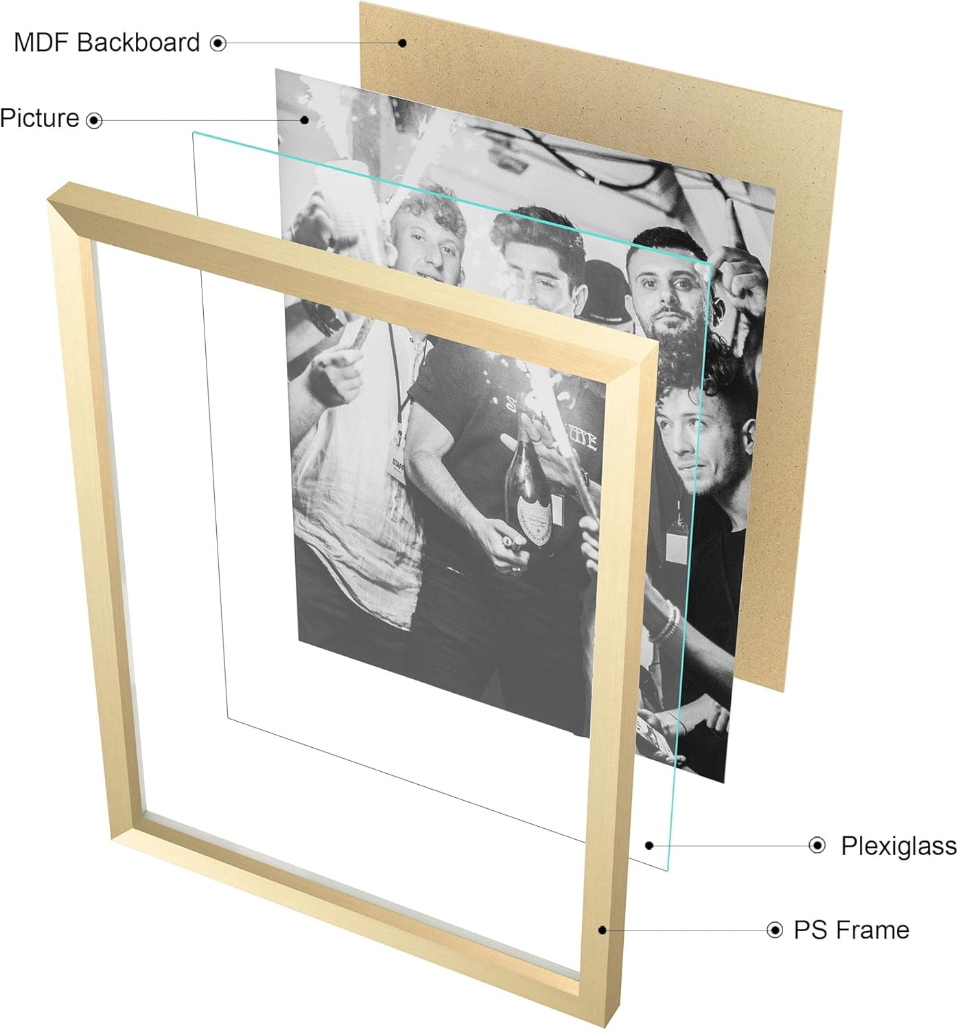 ArtbyHannah Vintage Gold Picture Frame, 11x14 Inch Without Mat Modern Wall & Tabletop Photo Frames Sets Matted to 8x10'' & 5x7'' for Wedding Living Room Office Display Gifts Home Decor (3 Pack)
