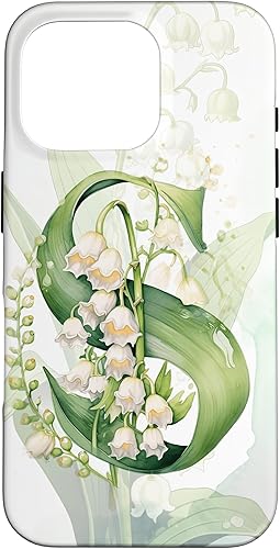 Vista 52 de Funda para iPhone 12/12 Pro Lovely Lily of The Valley Letra S May Birthday Case