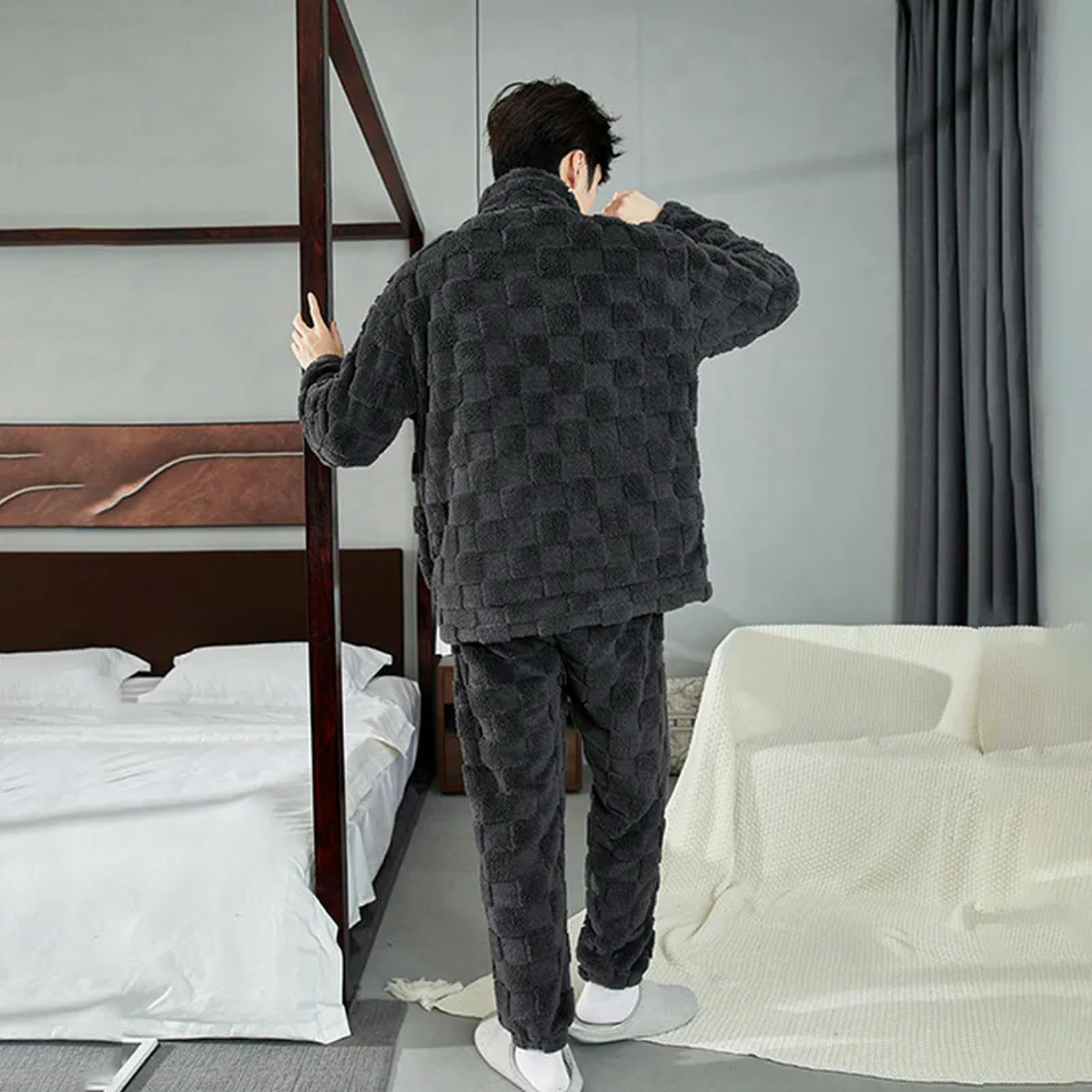 MdybF Pijama Hombre Invierno Otoño E Invierno Long Long Pajamas Pajamas A Cuadros Pantalones De Pijama De Pijamas Casa