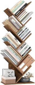 VASAGLE Custos Collection - Tree Bookshelf, 9-Tier Bookcase, Space-Saving Corner Shelf, Book Tree, Holds Books, CDs, Games, for Bedroom, Living Room, Home Office, Rustic Brown ULBC11BX
