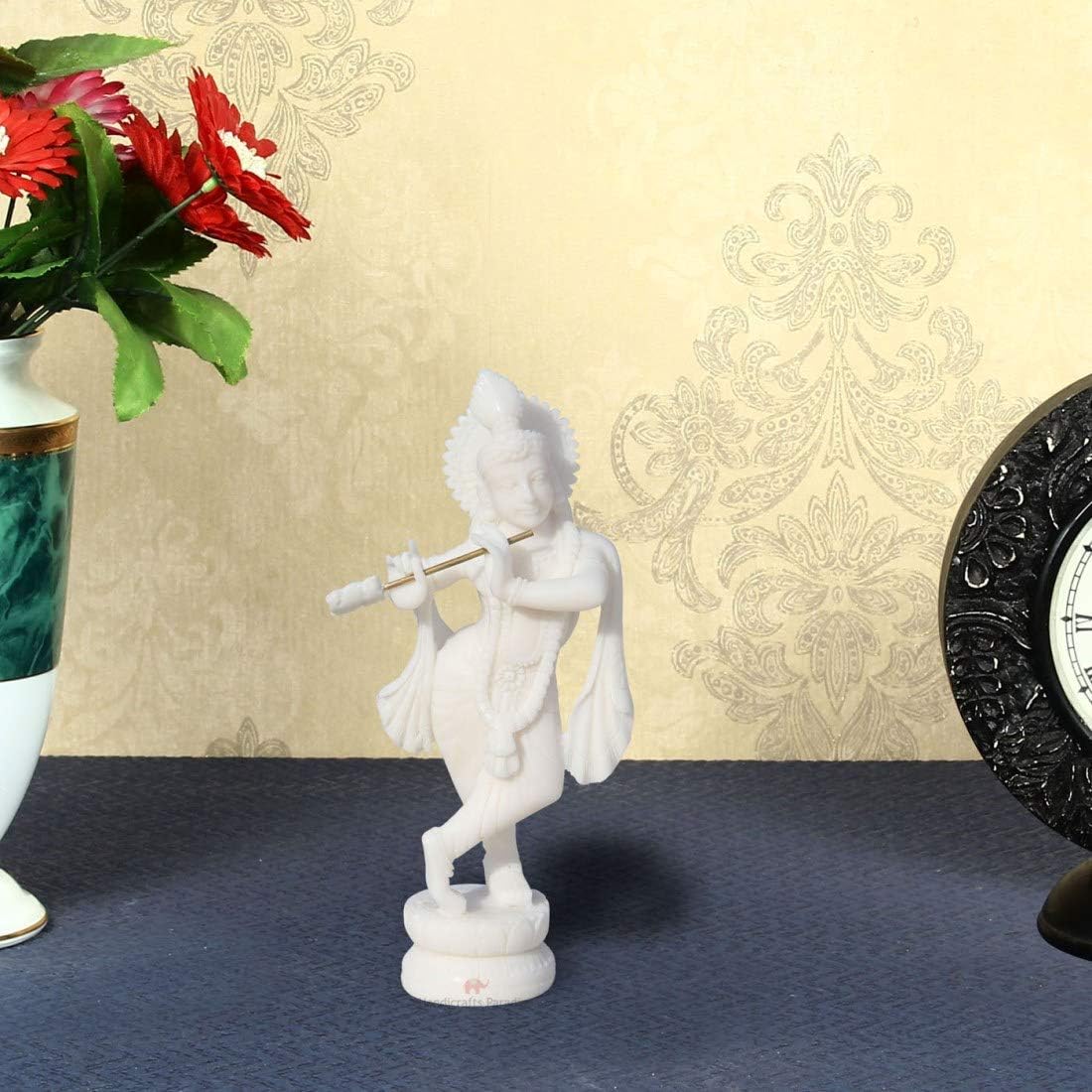 Buy Handicrafts Paradise Marble Standing Krishna Statue(White 