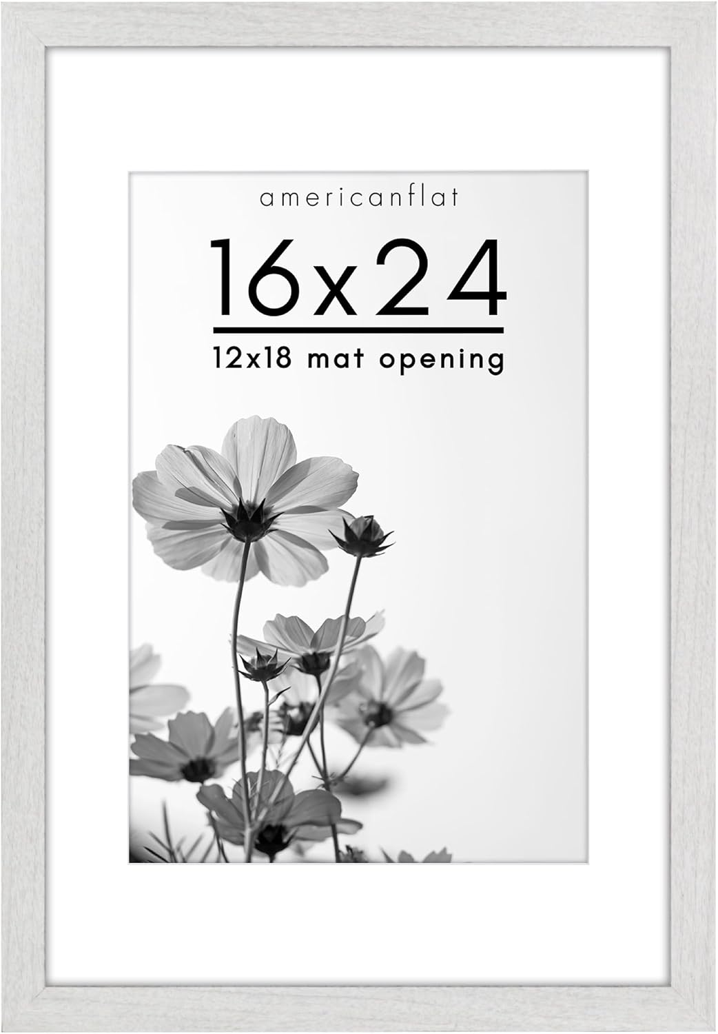 Americanflat 16x24 Poster Frame - White Engineered Wood with Polished Plexiglass - Matted to 12x18 Photo Size - Hudson Collection - Wide Picture Frame for Wall Display - White