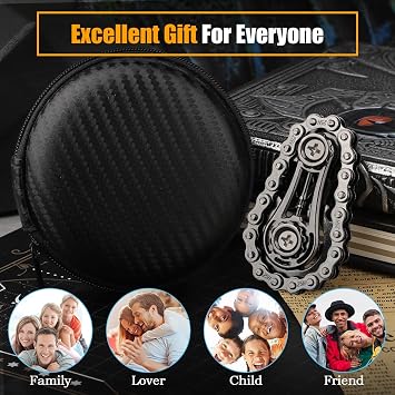Fidget Chain Spinner Age 3+, Assemble Fidget Spinner Ring Toys for Kids Adults, Metal Sprocket Gear Sensory Bike Chain Gears Cube, EDC Novelty Stress Relief Hand Roller Kinetic Desk Office Gift
