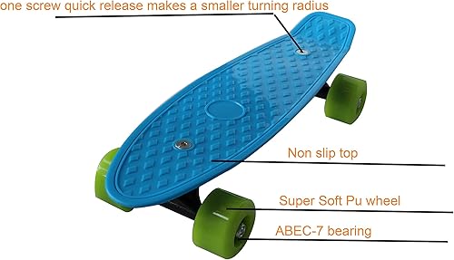 Miniatura 14 de Mini patineta de 17 x 5 pulgadas con diseño superior, mini patineta Cruiser para principiantes con rodamiento ABEC-7 y ruedas de poliuretano suave