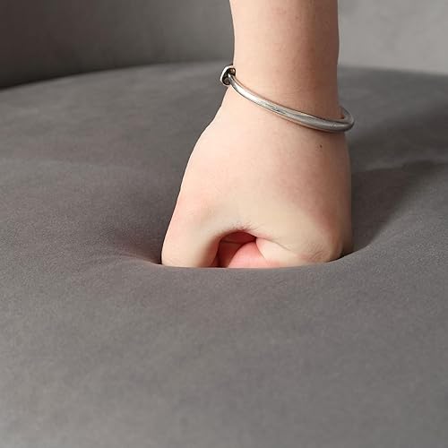 Miniatura 59 de Juego de 2 sillas de comedor modernas de terciopelo contemporáneas para cocina y comedor con brazos, sillas tapizadas de barril con marco de metal