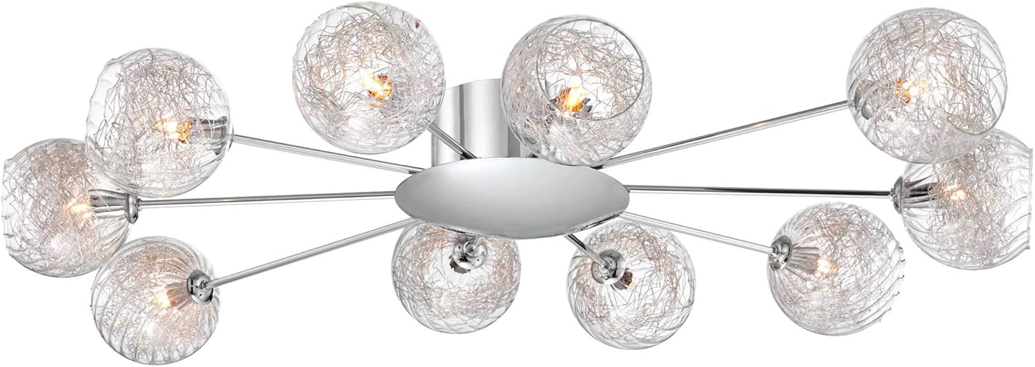 Amazon Crazy 🔥 Deals Wired Modern Ceiling Light Flush Mount Fixture Sputnik Chrome 38 Wide 10-Light Glass Orb for Bedroom Kitchen Living Room Hallway Bathroom - Possini Euro Design Get Special Price Wired Modern Ceiling Light Flush Mount Fixture Sputnik Chrome 38 Wide 10-Light Glass Orb for Bedroom Kitchen Living Room Hallway Bathroom - Possini Euro Design