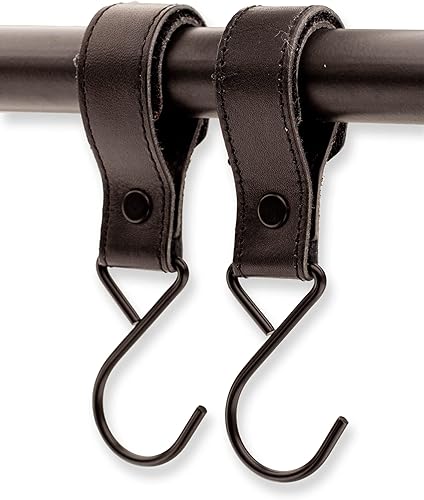 Miniatura 8 de Brute Strength - Ganchos de cuero coñac para cochecito - 2 ganchos de cuero de grano completo - Gancho para mamá - Clips de mosquetón