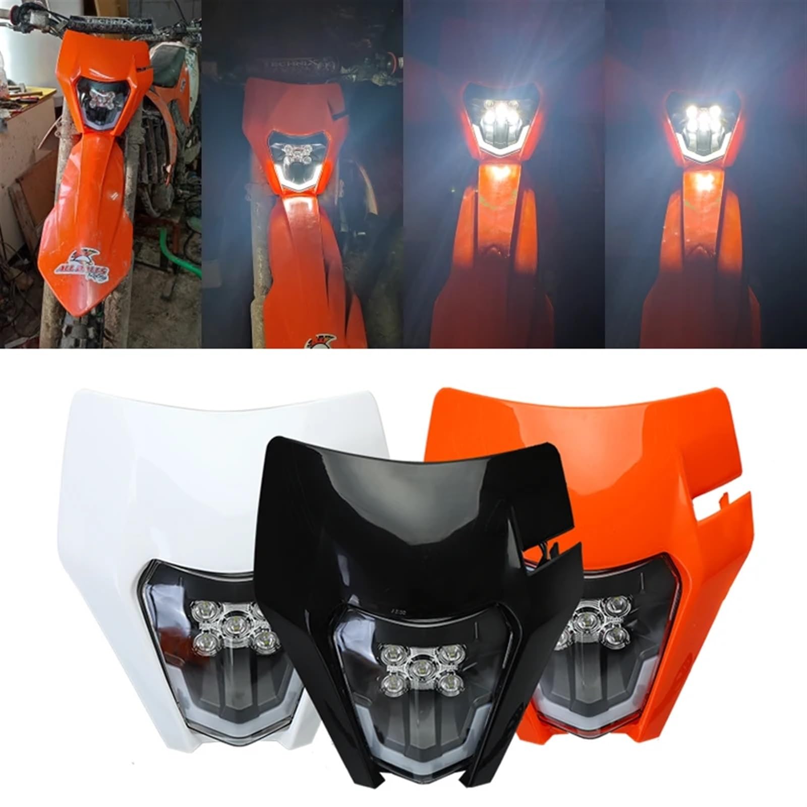 LOTFI Faro LED for motocicleta, linterna for cabeza compatible con KTM EXC EXCF SX SXF XC XCF XCW XCFW 530 450 350 300 250 150 125 (Size : A White)