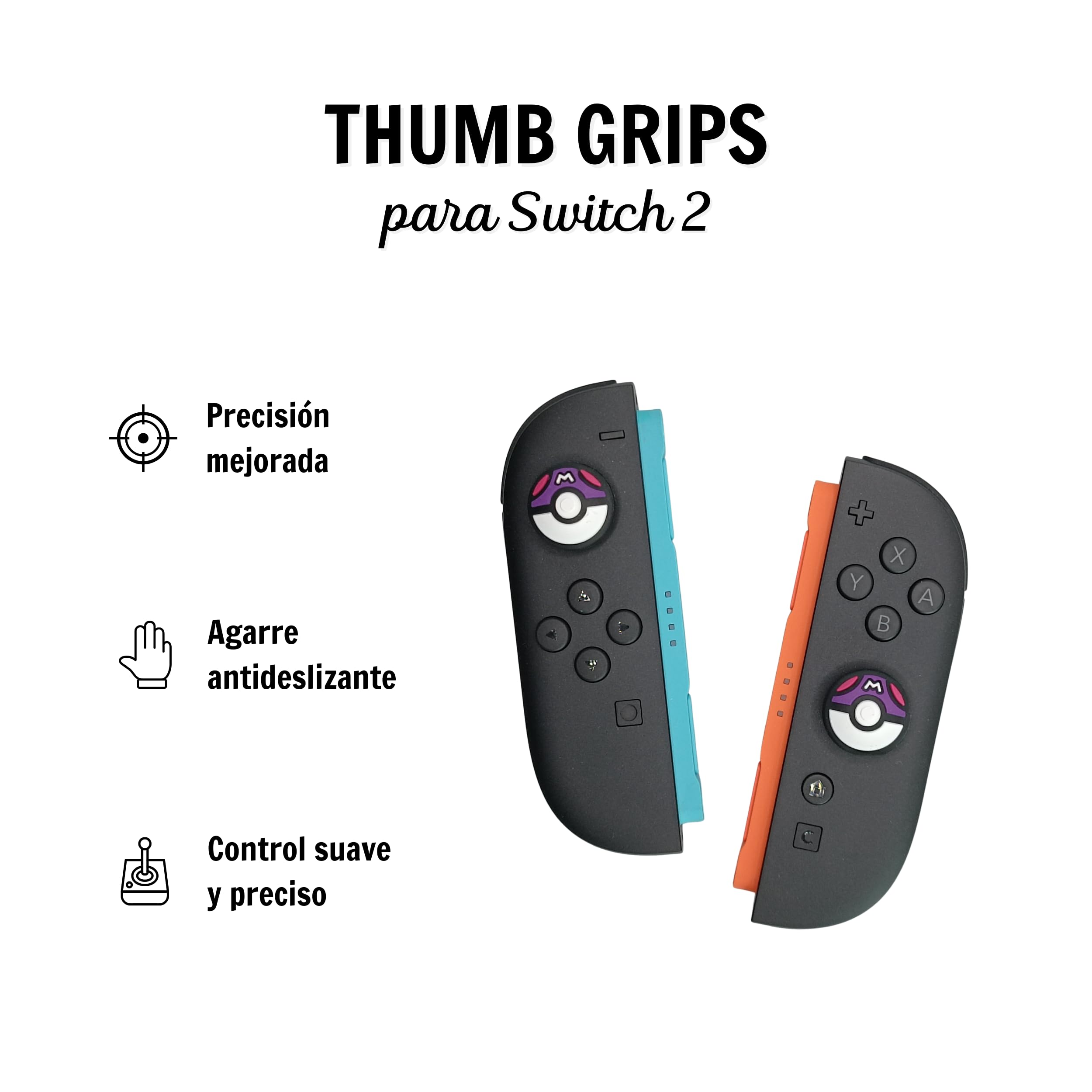 MME Tapas de Joystick compatibles con Nintendo Switch 2, Agarre Protector de Joystick, Tapas para Pulgar para Nintendo Switch 2; Grips Switch 2 (PK)