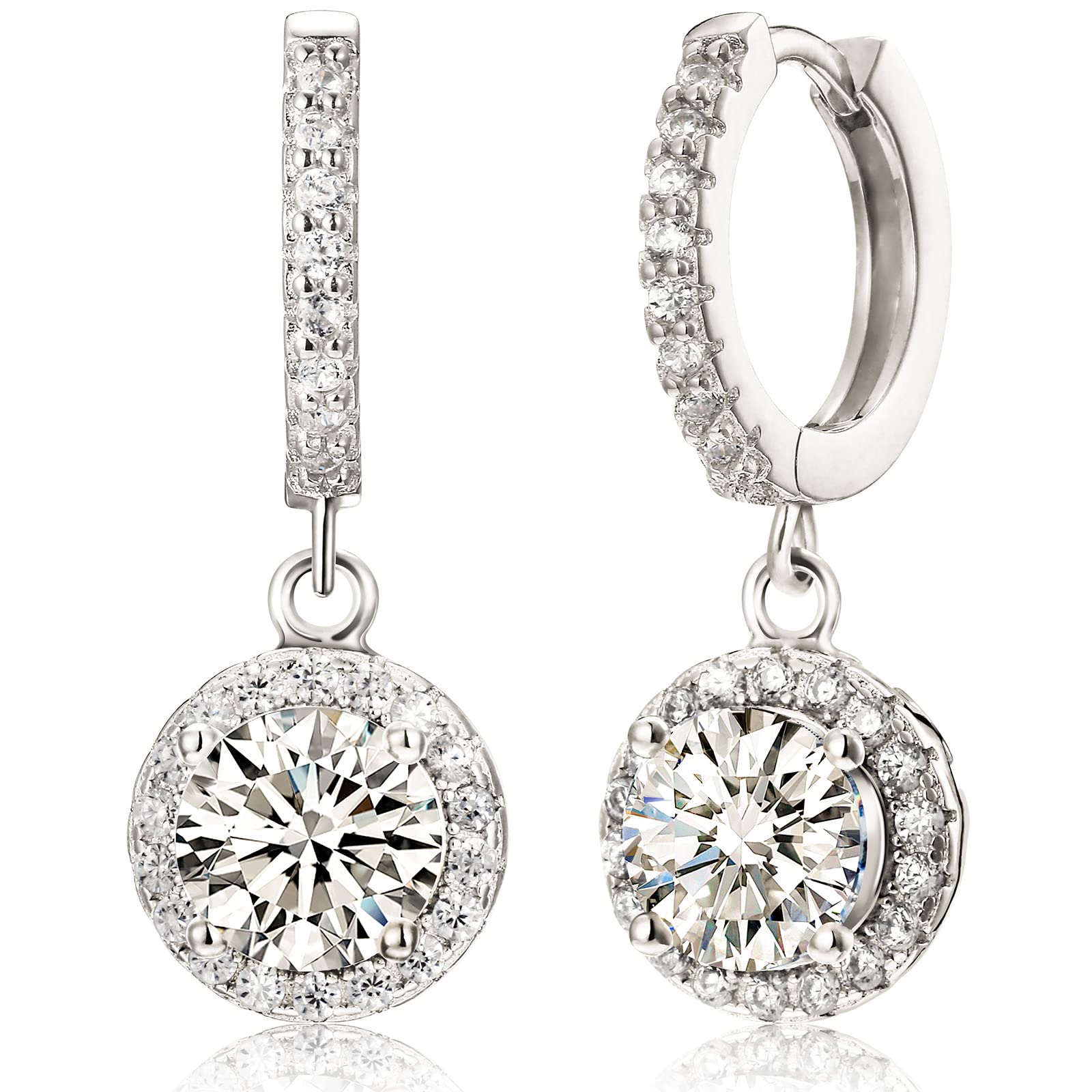 Absolute pearlABSOLUTE Moissanite Earrings for Women 925 Sterling Silver Drop Earrings D Color VVS1 Clarity Promise Birthday Christmas With Certificate