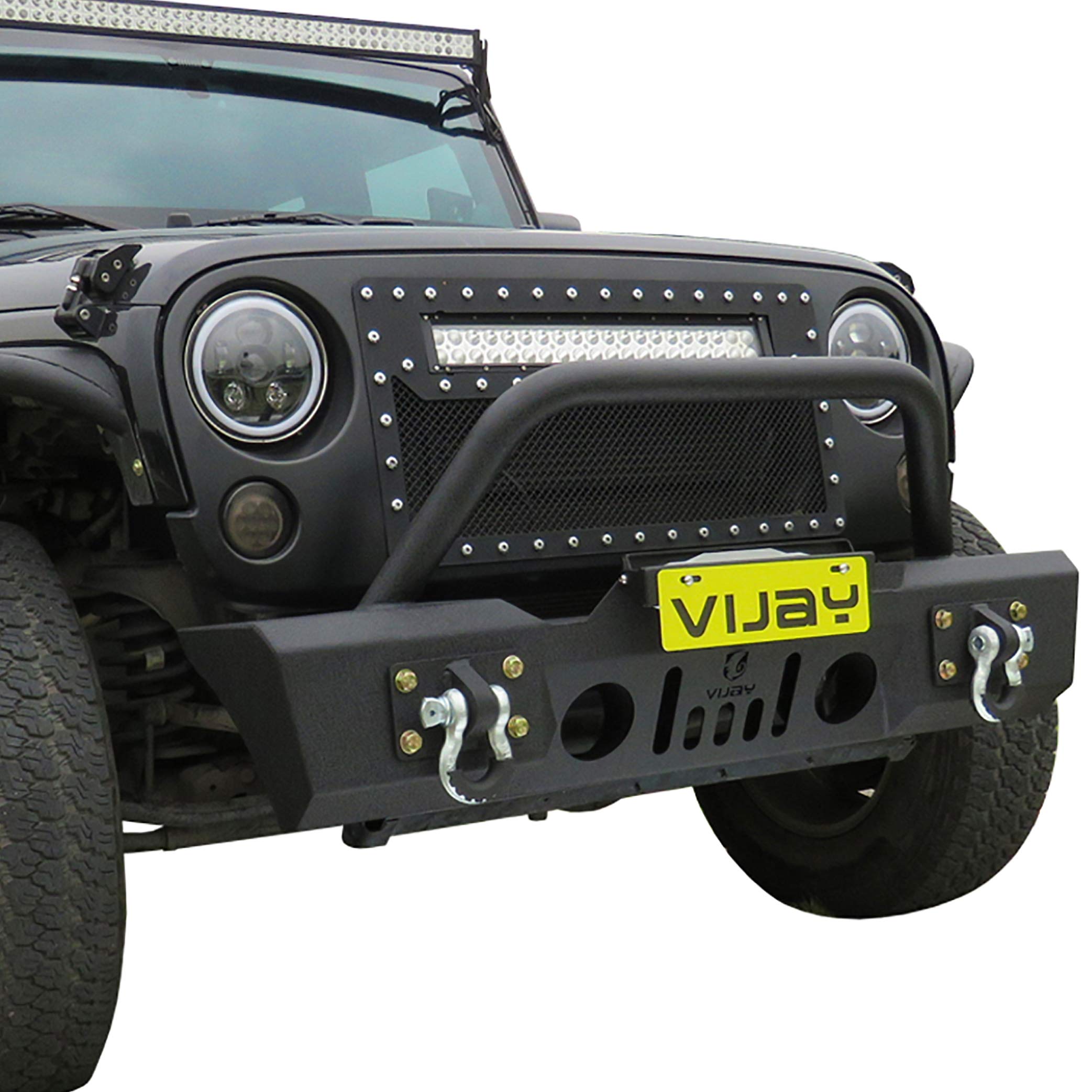 Tioyar FlipUp License Plate Holder for Winch Black for Wrangler TJ YJ