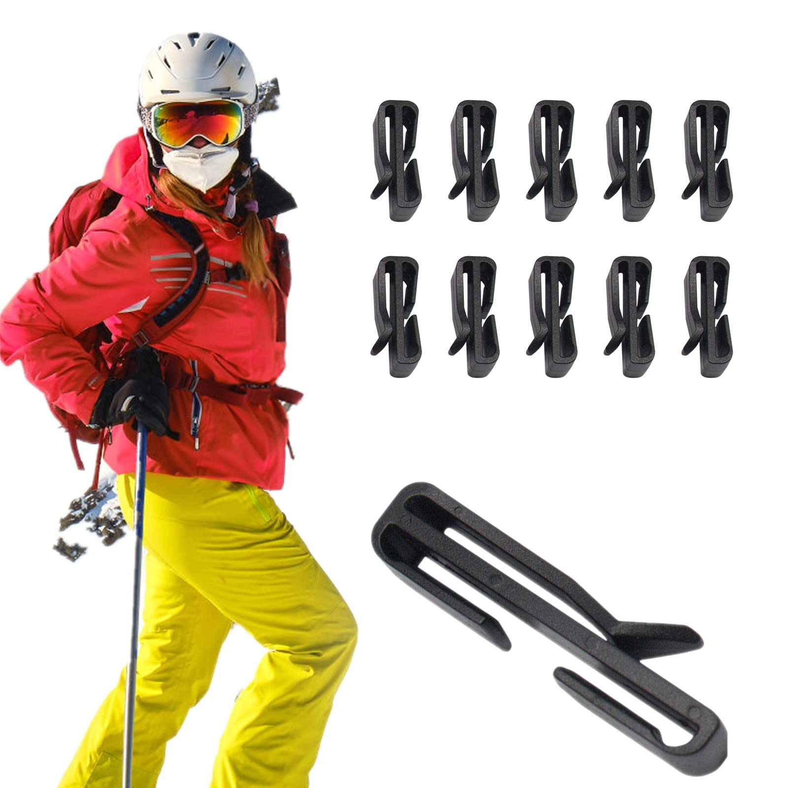 ZZXYS 10 Pcs Helmet Clip Ski Mask Holder Snowboard Snow Face_Mask Face Cover for Skiing Helmet, Hooks to Fix The on (S-24mm)