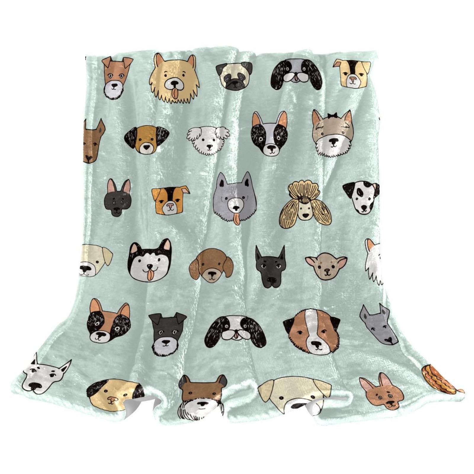 Couverture polaire tête de chien aux couleurs éclatantes et douces