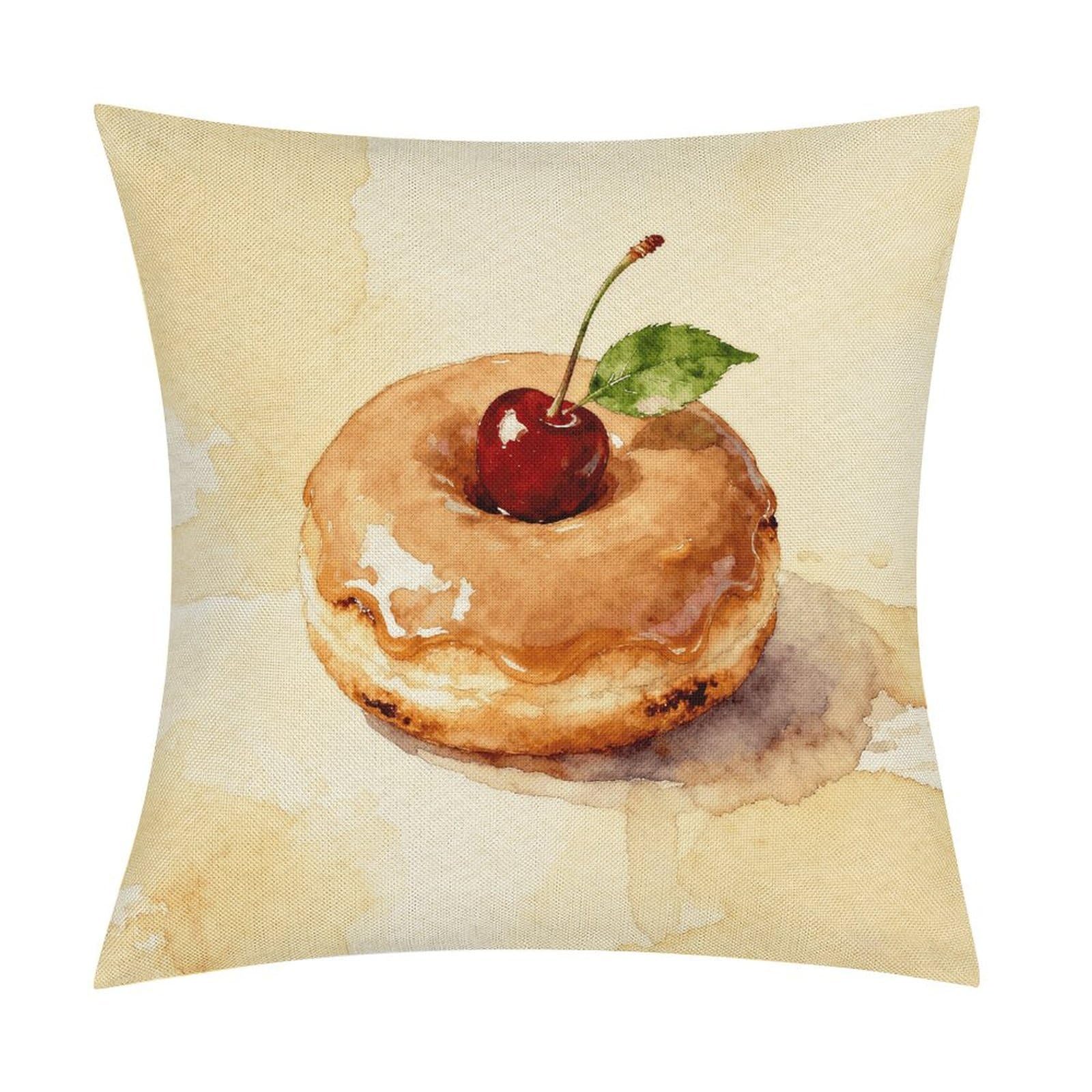 LZQPOEAS Donuts Throw Pillow Covers, Waterproof Faux Linen Pillow Cases with Invisible Zipper, Decorative Square Cushion Covers for Sofa Couch Living Room Bedroom 18x18 Inch