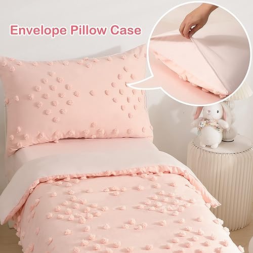 Miniatura 14 de Juego de ropa de cama para niñas pequeñas de 4 piezas con edredón, sábana encimera, sábana bajera y funda de almohada para niños pequeños con Tufts