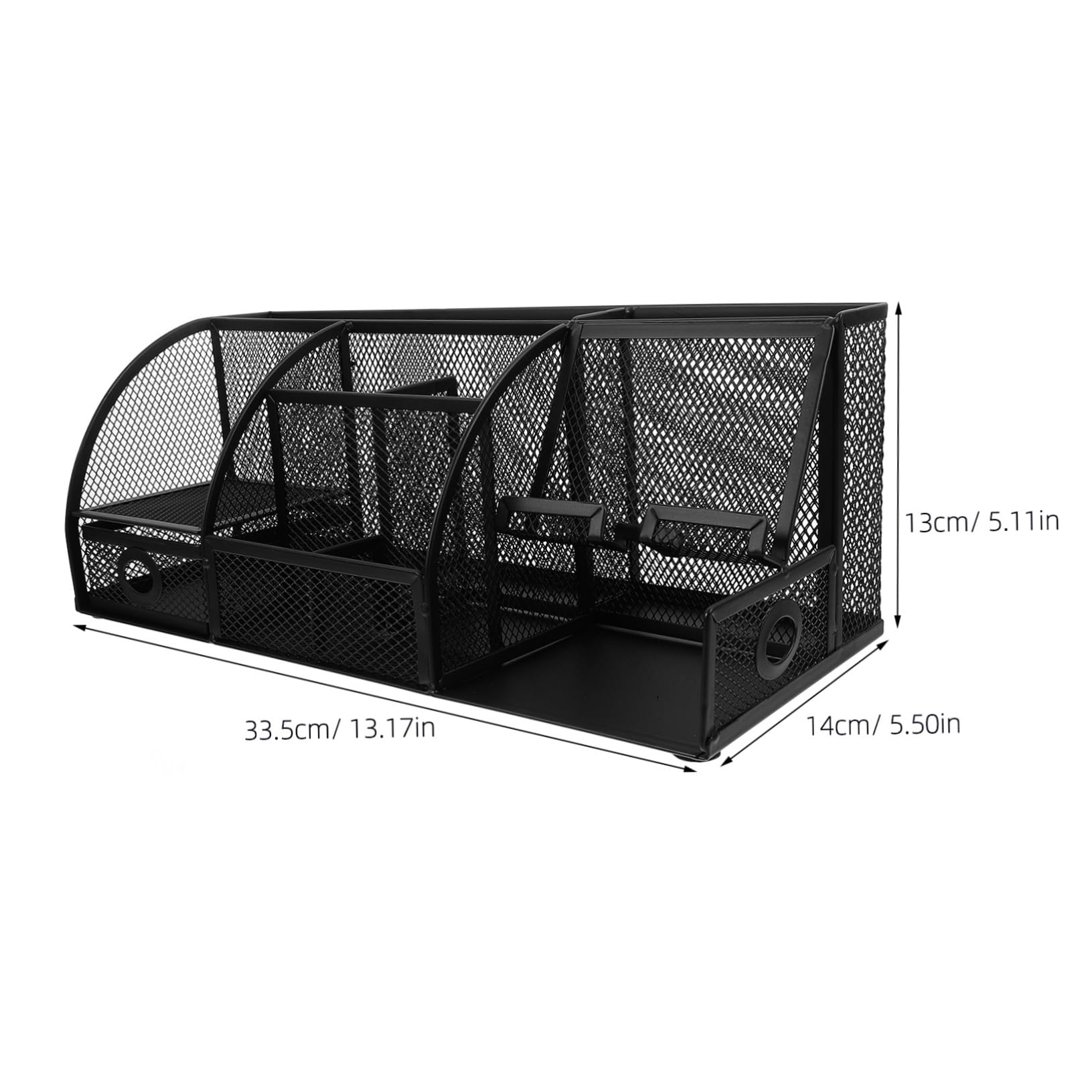 Schwarzer Eisen Stiftehalter für Schreibtisch als Organizer | Desk Organizer mit Fächern, Platzsparende Kasten für Büromaterial, Moderner Look