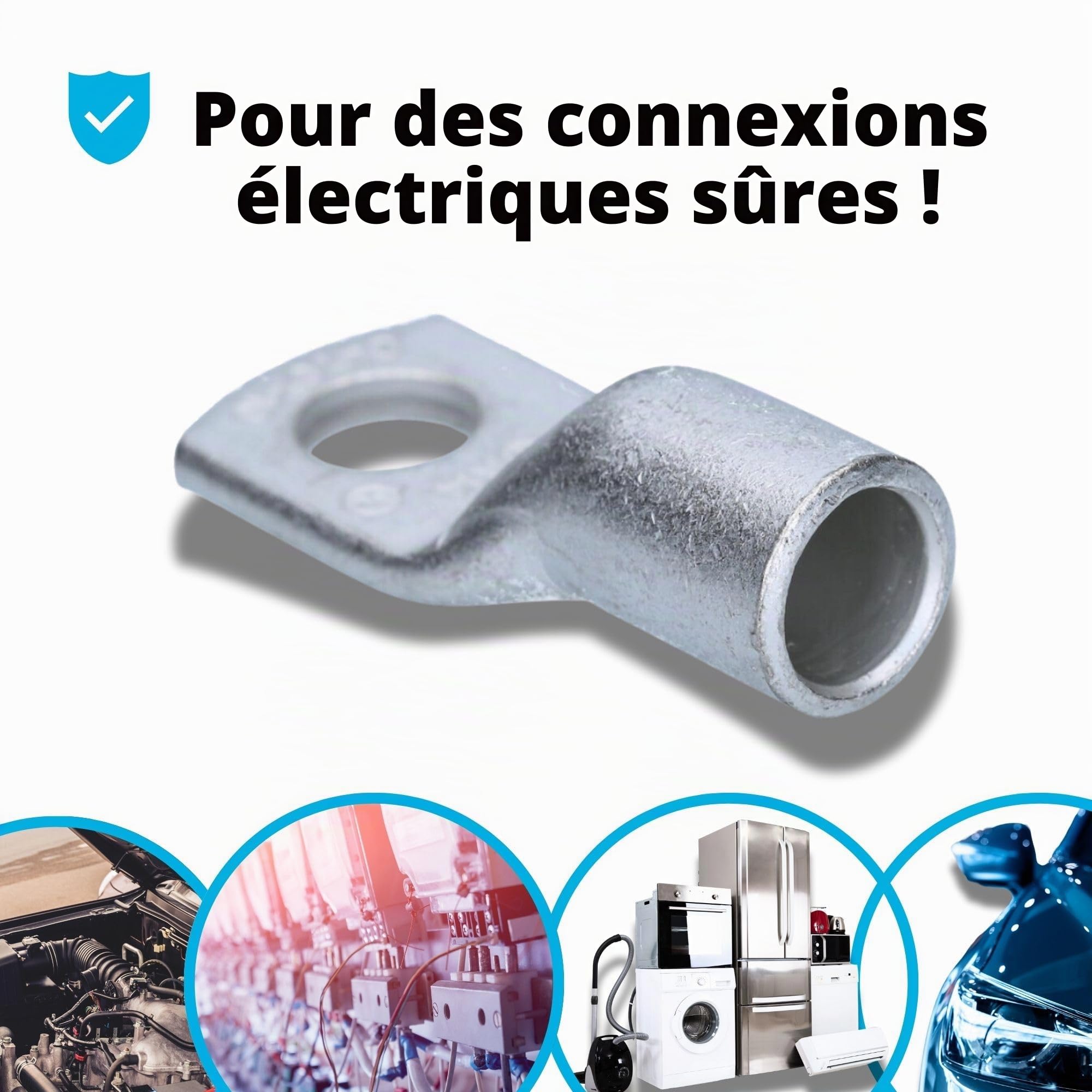 Cembre 10x Cosses Tubulaires A14-M10 70 mm² en Cuivre Étamé | Connecteurs de câbles non isolés pour installations électriques sûres, certifiés EN 13600, pour maison, garage et auto
