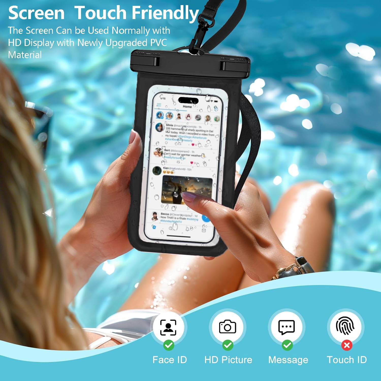 Funda impermeable para teléfono - 2 piezas, funda impermeable universal IPX8 Protector de teléfono de bolsa seca para iPhone 17/16/15/14 Pro Max Plus XS XR X8 Galaxy S25 S24 Pixel hasta